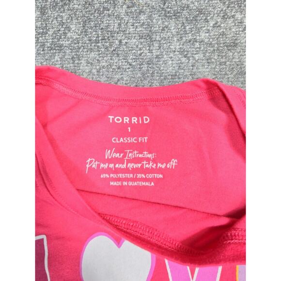 Torrid Plus Size Top Sz 1 Pink Love is in the Air Tee Shirt Short Sleeve - Picture 3 of 8